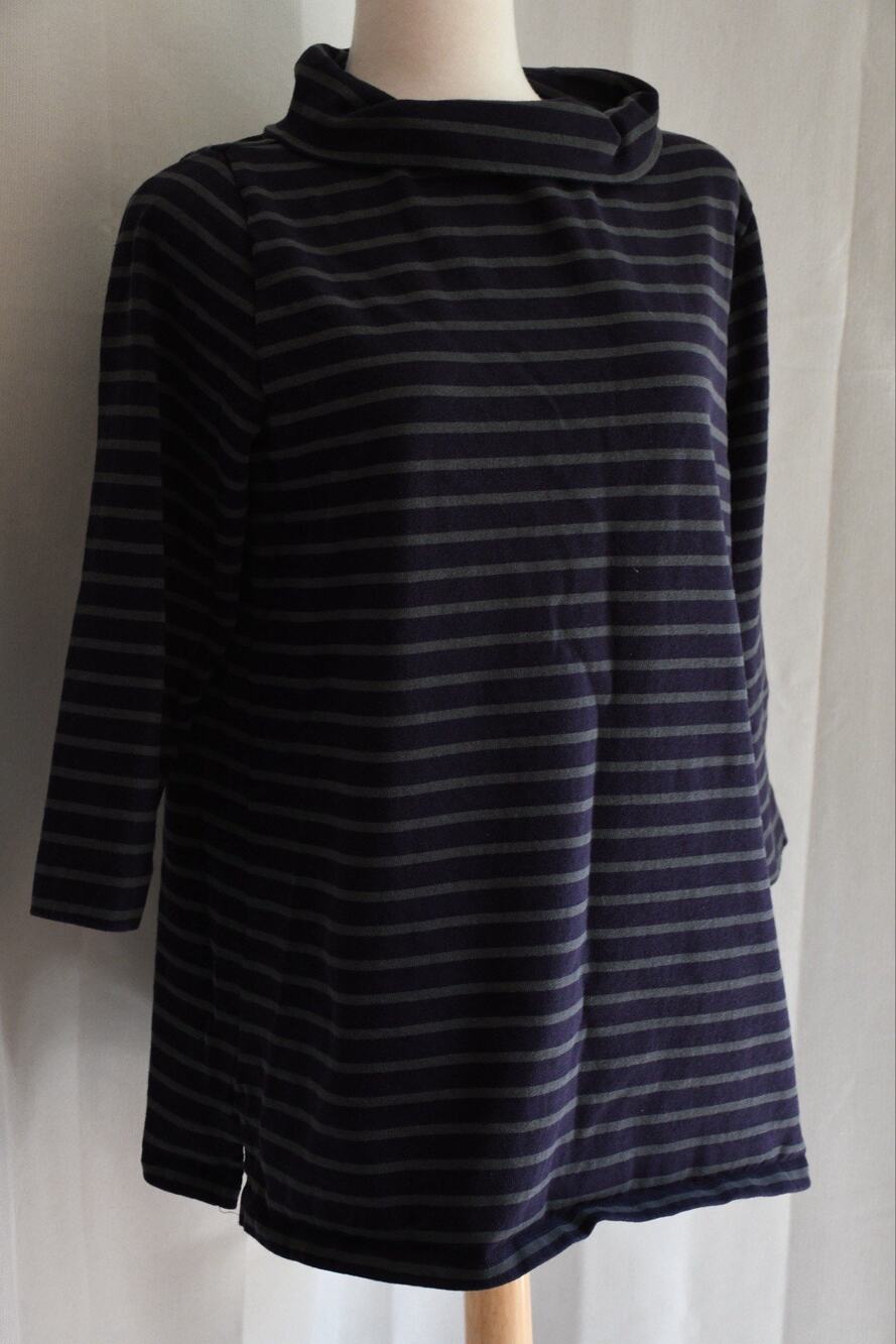 Land's End Blue And Green Striped High Neck Nautical Shirt Top New In Bag 2X